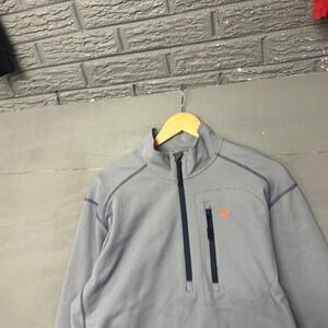 Southern Marsh Mens Medium Blue Striped Quarter Zip Pullover Chest Pocket Logo